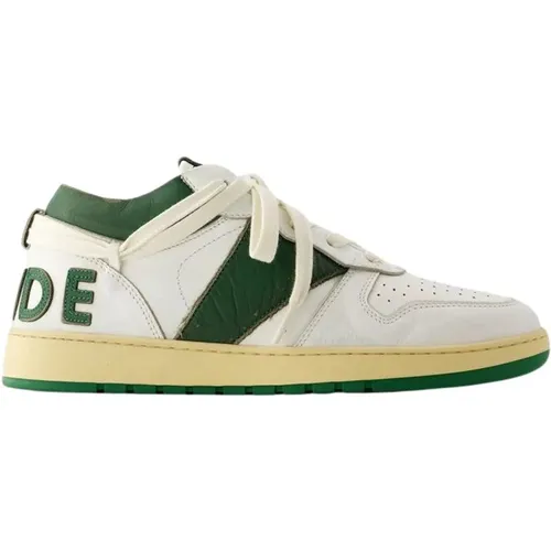 Weiße/Grüne Leder Low-Top-Sneakers , Herren, Größe: 41 EU - Rhude - Modalova