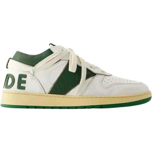 Weiße/Grüne Leder Low-Top-Sneakers , Herren, Größe: 42 EU - Rhude - Modalova