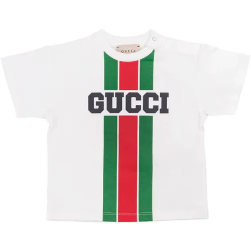 Kinder Weißes T-Shirt mit Web-Detail - Gucci - Modalova