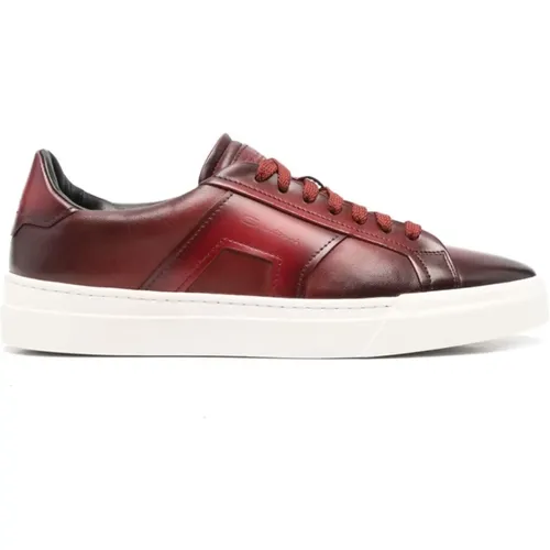 Burgund Kalbsleder Sneakers Santoni - Santoni - Modalova