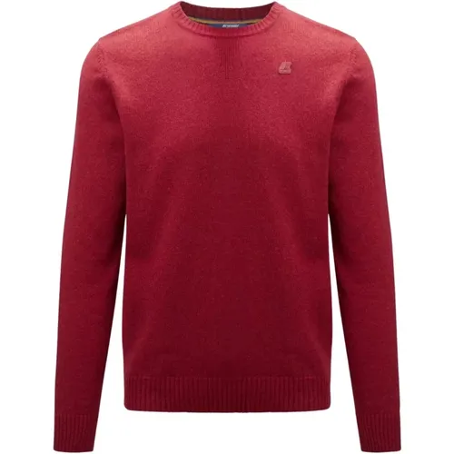 Herren Lambswool Strukturierter Rundhalsausschnitt Pullover , Herren, Größe: XL - K-way - Modalova