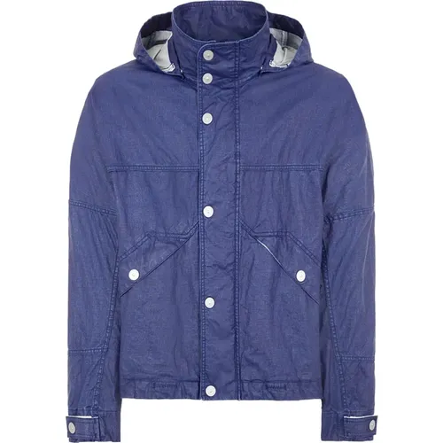 Hooded Linen Jacket - Marina Raw , male, Sizes: XL, L - Stone Island - Modalova