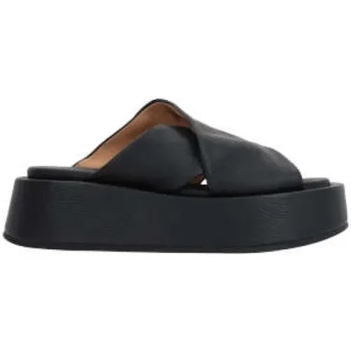 Hammered Leather Flatform Sandals , female, Sizes: 5 1/2 UK, 3 1/2 UK, 4 UK - Marsell - Modalova