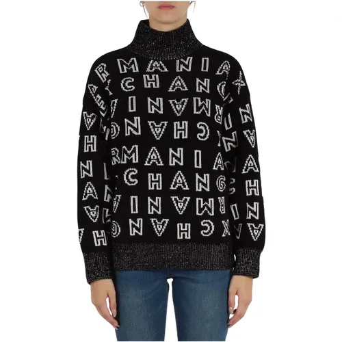 Samt Logo Jacquard Pullover , Damen, Größe: S - Armani Exchange - Modalova