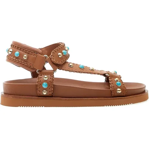 Ethnic Style Leather Sandals , female, Sizes: 5 UK, 2 UK, 4 UK - Ash - Modalova