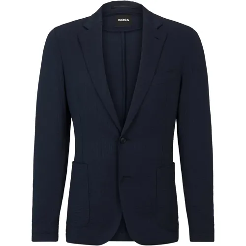 Seersucker Jacket Slim Fit , male, Sizes: S, XL, 2XL - Hugo Boss - Modalova