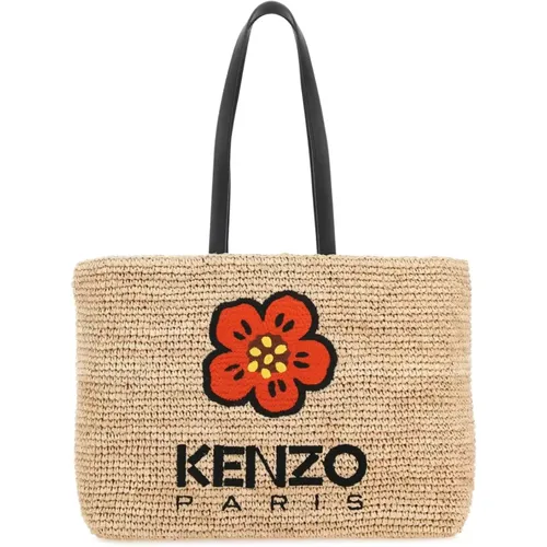 Raffia large Crest shopping bag , female, Sizes: ONE SIZE - Kenzo - Modalova