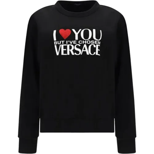 Cotton Logo Sweatshirt , female, Sizes: XS, 2XS, S - Versace - Modalova