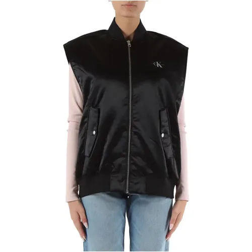 Oversized Nylon Satin Vest , female, Sizes: XS, M, S - Calvin Klein Jeans - Modalova