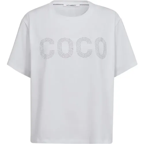 Weiße Stone Tee T-Shirt mit Diamanten , Damen, Größe: L - Co'Couture - Modalova