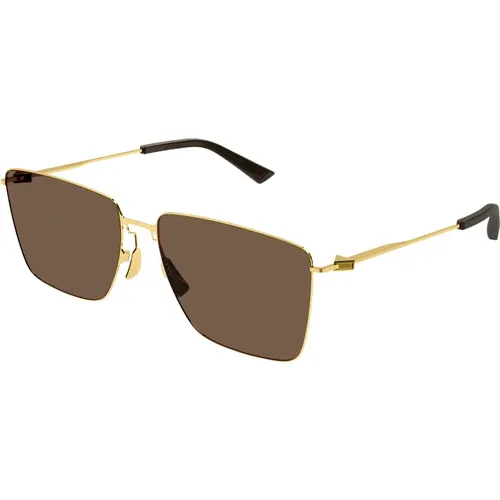 Gold/Braune Sonnenbrille Bv1267S , Herren, Größe: 58 MM - Bottega Veneta - Modalova