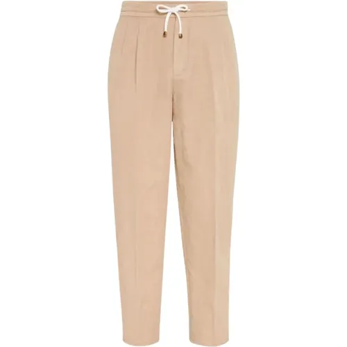 Linen Jogger Pants , male, Sizes: L, XS - BRUNELLO CUCINELLI - Modalova