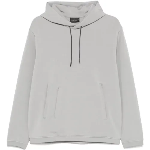 Grey Sweater with Hood and Zip , male, Sizes: XL, 2XL, L - Emporio Armani - Modalova