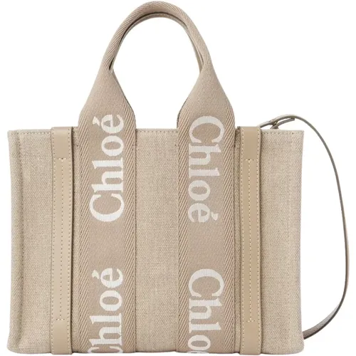 Linen Canvas Tote Bag , female, Sizes: ONE SIZE - Chloé - Modalova