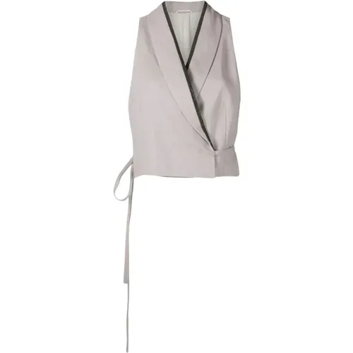 Sophisticated Sleeveless Jacket with Tie-Fastening , female, Sizes: XS, M - BRUNELLO CUCINELLI - Modalova