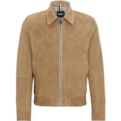 Boss Malbano 4 Leather Jacket Size: 48, colour: , male, Sizes: S, XL, M, L - Hugo Boss - Modalova