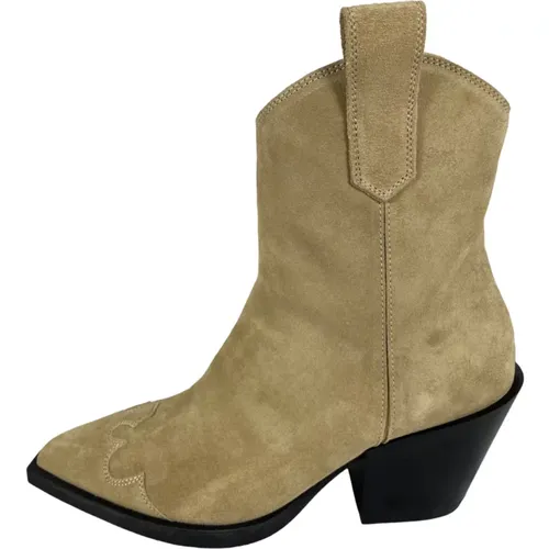 Suede Cowboy Ankle Boots in Honey , female, Sizes: 6 UK, 4 UK, 5 UK - Copenhagen Shoes - Modalova