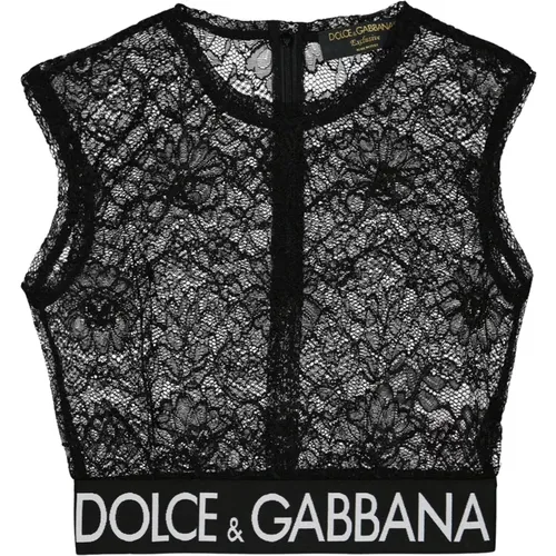 Spitzen-Top Ärmelloses Kurzes Kleid , Damen, Größe: 2XS - Dolce & Gabbana - Modalova