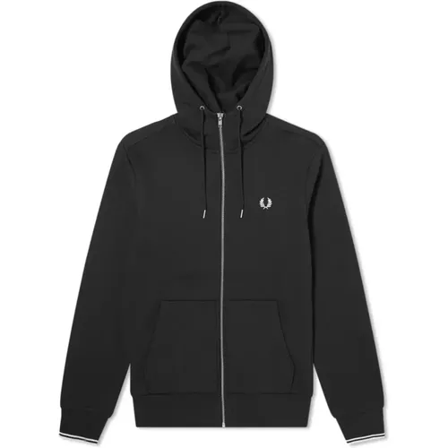 Hooded Zip Sweatshirt with Contrast Trim , male, Sizes: S - Fred Perry - Modalova