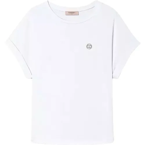 Oval T-Shirt mit Accessoire , Damen, Größe: L - Twinset - Modalova