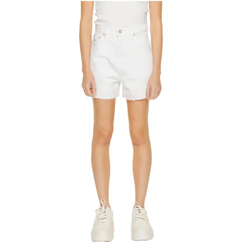 Weiße Baumwoll Damen Shorts Reißverschluss Knopf - Tommy Jeans - Modalova