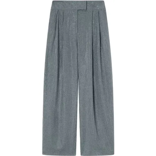 Graue Hose mit Strassverzierung , Damen, Größe: XS - pinko - Modalova