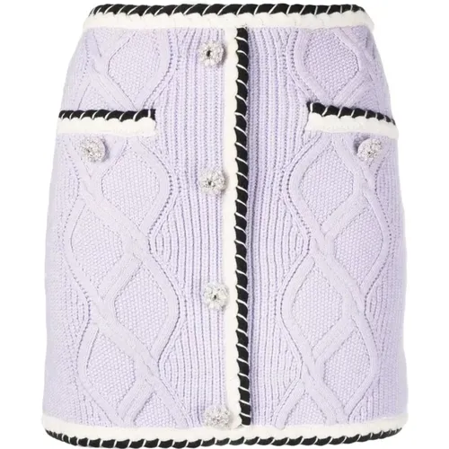 Lilac knit mini skirt , female, Sizes: S, L, M - Self Portrait - Modalova