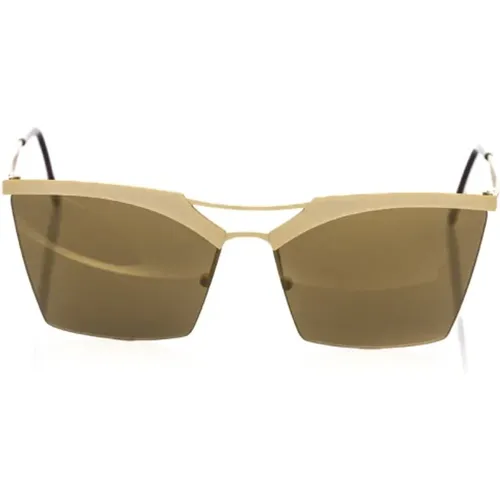 Clubmaster Sonnenbrille Gold Metallrahmen , unisex, Größe: ONE Size - Frankie Morello - Modalova