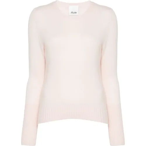 Rosa Kaschmir Rippstrickpullover , Damen, Größe: M - allude - Modalova