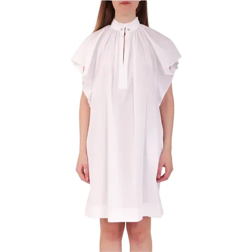 Cotton Mini Dress with Ruffles , female, Sizes: XS, S, M - Max Mara Studio - Modalova