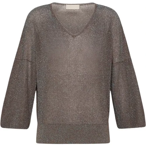 Pearly Lurex V-Neck Sweater , female, Sizes: M - Momoni - Modalova