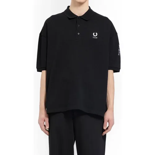 Schwarzes Bedrucktes Oversize-Poloshirt , Herren, Größe: XL - Fred Perry - Modalova