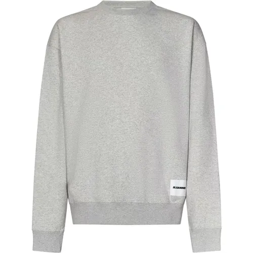 Grauer Crewneck Sweatshirt mit Logo-Label , Herren, Größe: S - Jil Sander - Modalova