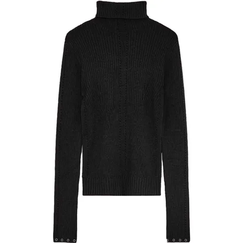 Schwarzer Pullover mit Metall-Details , Damen, Größe: S - PATRIZIA PEPE - Modalova