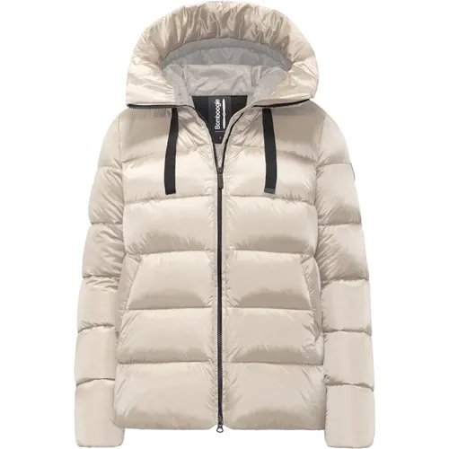 Bright Nylon A-line Down Jacket with Hood , female, Sizes: 2XL, S, 3XL, XS, XL - BomBoogie - Modalova