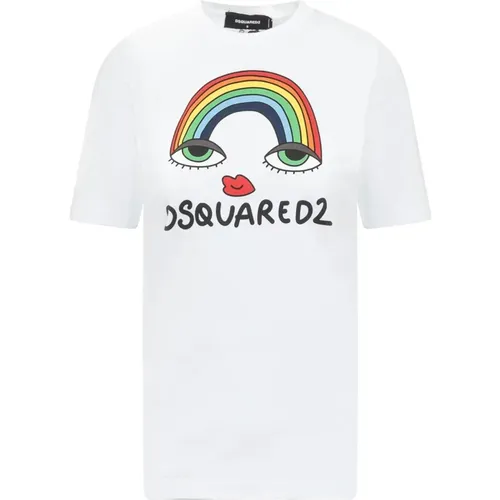 Rainbow Logo Print T-Shirt , female, Sizes: S - Dsquared2 - Modalova