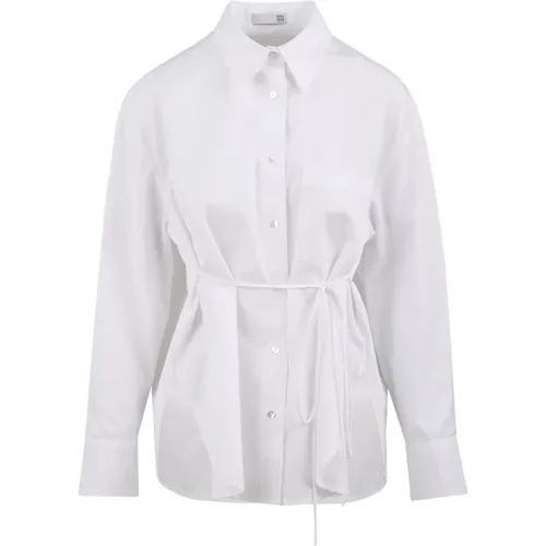 Weißes Popelinehemd mit italienischem Kragen , Damen, Größe: XS - Douuod Woman - Modalova