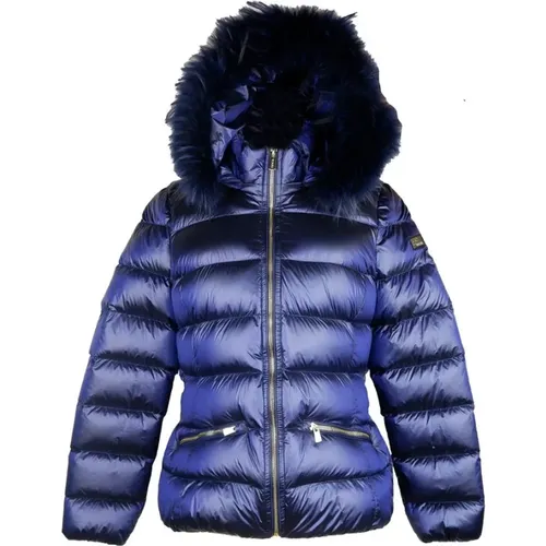 Kapuzenjacke Blau mit Murmasky Pelz , Damen, Größe: S - YES ZEE - Modalova