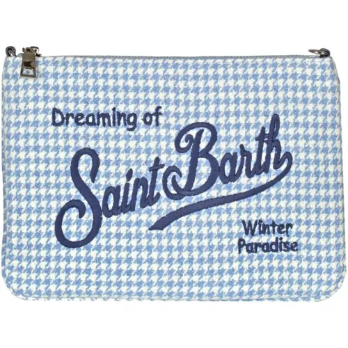 Hahnentritt Clutch mit Besticktem Logo - MC2 Saint Barth - Modalova