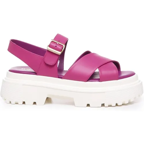 Magenta Leather Sandals , female, Sizes: 7 UK, 3 1/2 UK, 6 1/2 UK, 6 UK, 8 UK - Hogan - Modalova