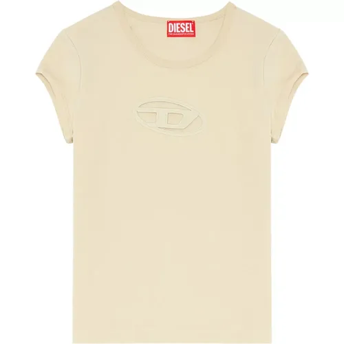 T-Shirt mit Cutout-Logo , Damen, Größe: S - Diesel - Modalova