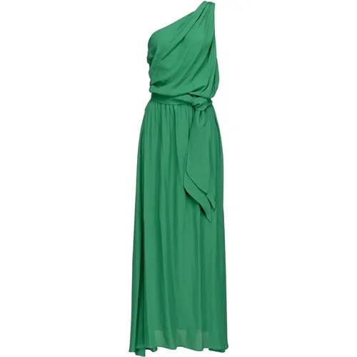 Grünes One-Shoulder-Kleid mit Drapierung , Damen, Größe: XS - pinko - Modalova
