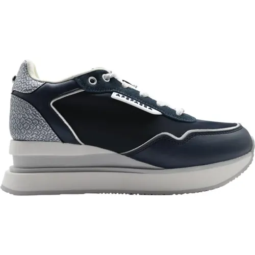 Navy Silver Sneakers Stilvoll Bequem , Damen, Größe: 38 EU - Apepazza - Modalova
