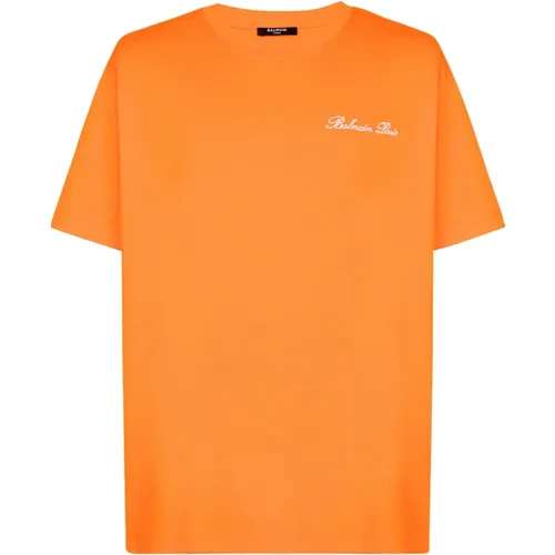 Weites T-Shirt it Balain Signature-Stickerei - Balmain - Modalova