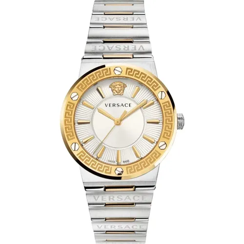 Greca Logo Bicolor Watch , female, Sizes: ONE SIZE - Versace - Modalova