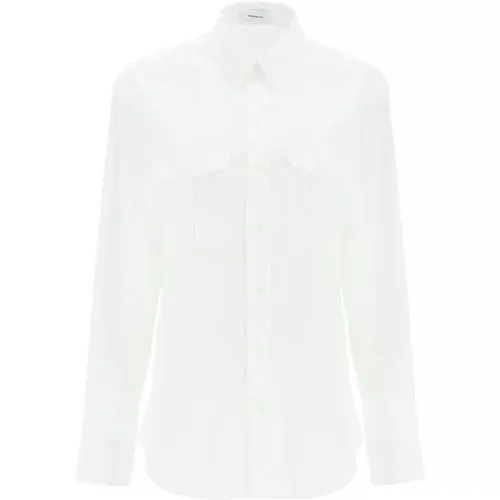 Klassische Weiße Button-Up Bluse , Damen, Größe: M - Wardrobe.nyc - Modalova
