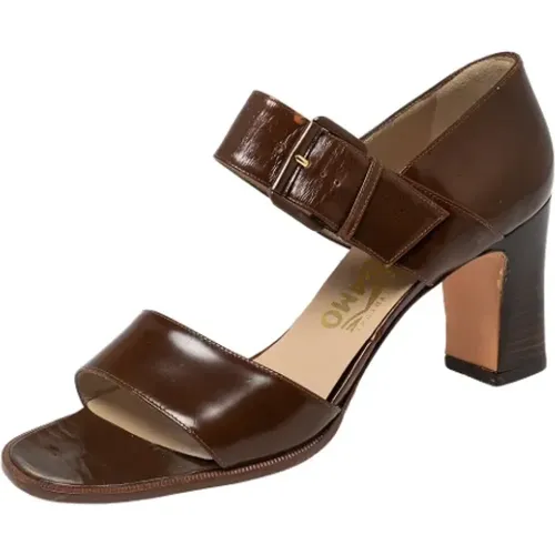 Pre-owned Leather sandals , female, Sizes: 4 1/2 UK - Salvatore Ferragamo Pre-owned - Modalova