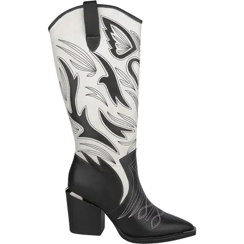 Leder Cowboy Stiefel mit spitz zulaufenden Zehen , Damen, Größe: 37 EU - Alma en Pena - Modalova