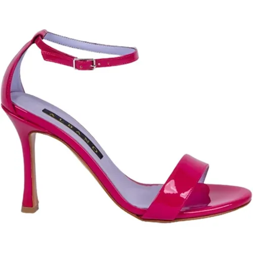 Fuchsia Patent Leather Ankle Strap Sandals , female, Sizes: 6 UK, 7 UK, 5 UK, 8 UK, 3 UK, 4 UK - Albano - Modalova