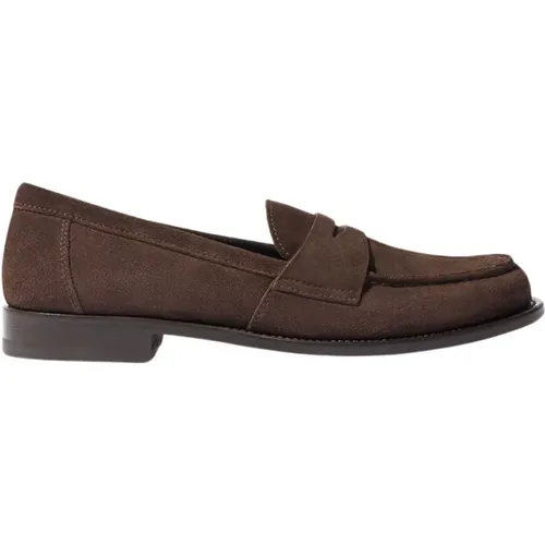 Klassischer brauner Wildleder-Pennyloafer , Herren, Größe: 38 1/2 EU - Scarosso - Modalova